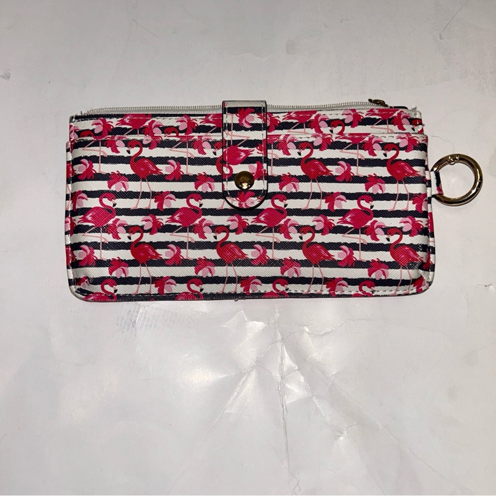 Pink Flamingo Pattern Wallet with Key Ring